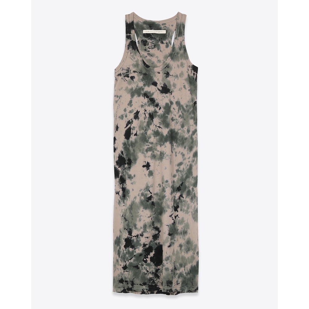 Raquel Allegra Tank Maxi Dress 0 XS Green Tie Dye Racerback 100% Cotton Boho
